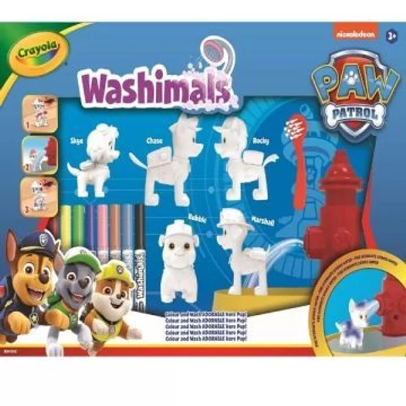 Crayola Washimals: Kimosható Mancs őrjárat figura matricákkal - 5 db-os (74-0291)