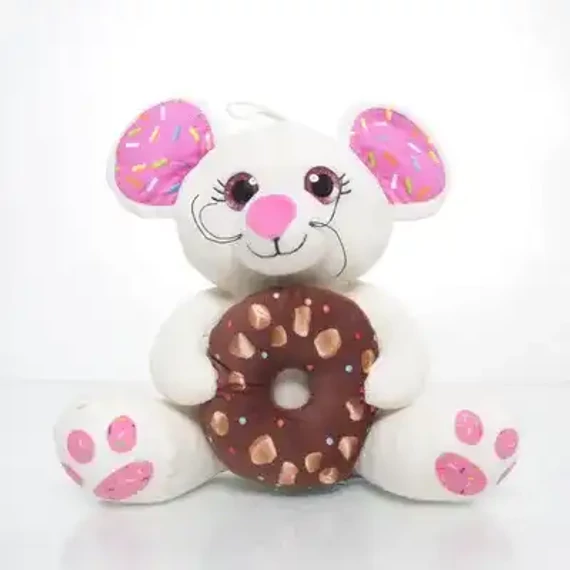 Flo&#039;s toys egér fánkkal 20cm fehér