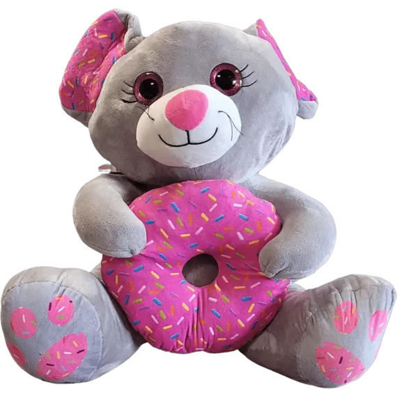 Flo&#039;s toys egér fánkkal 20cm szürke