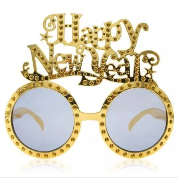 Arany színű partiszemüveg „Happy New Year" felirattal