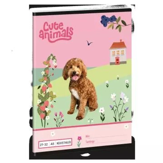 Ars Una: Cute Animals kutya mintás négyzethálós füzet - A/5-ös