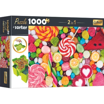 Trefl: Színes cukorkák puzzle - 1000 darabos + szortírozó tálca (10662)