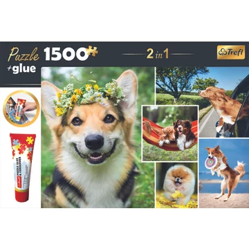 Trefl: Kutyák puzzle - 1500 darabos + ragasztó (26181)