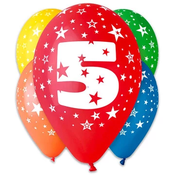 Godan Színes számos lufi 5 darabos - 5 (GS110/5)