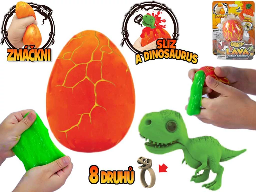 Crazy Dino Tojás Slime dinoszaurusszal és gyűrűvel
