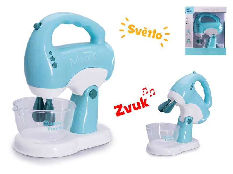 Műanyag álló mixer kiegészítőkkel, fénnyel és hanggal 17cm kék
