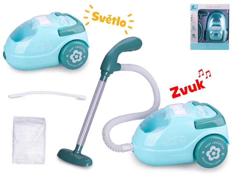 Műanyag porszívó fénnyel és hanggal 15cm kék