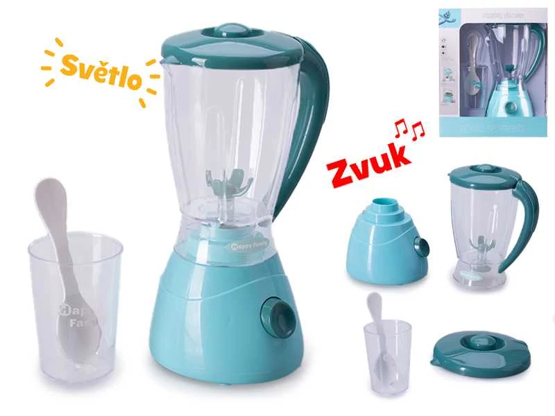 Műanyag turmixgép kiegészítőkkel, fénnyel és hanggal 18cm kék