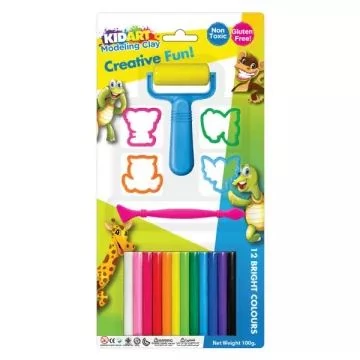 KIDART Kid Art: Modellező gyurma készlet formákkal, 12 db-os (T100/4MR-1PK)